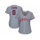 Women Majestic Los Angeles Angels of Anaheim #0 Yunel Escobar Authentic Grey Road Cool Base MLB Jersey