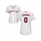 Women Majestic Los Angeles Angels of Anaheim #0 Yunel Escobar Authentic White Home Cool Base MLB Jersey