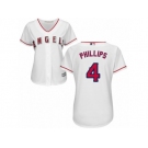 Women Majestic Los Angeles Angels of Anaheim #4 Brandon Phillips Authentic White Home Cool Base MLB Jersey