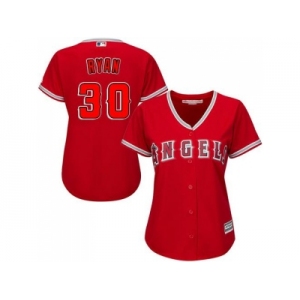 Women's Los Angeles Angels Of Anaheim #30 Nolan Ryan Red Alternate Stitched MLB Jersey