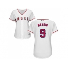 Women's Los Angeles Angels Of Anaheim #9 Cameron Maybin White Home Stitched MLB Jersey