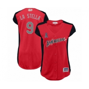 Women's Los Angeles Angels of Anaheim #9 Tommy La Stella Authentic Red American League 2019 Baseball All-Star Jersey