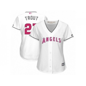 Women's Majestic Los Angeles Angels of Anaheim #27 Mike Trout Authentic White Mother's Day Cool Base MLB Jersey