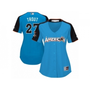 Women's Majestic Los Angeles Angels of Anaheim #27 Mike Trout Replica Blue American League 2017 MLB All-Star MLB Jersey