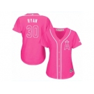 Women's Majestic Los Angeles Angels of Anaheim #30 Nolan Ryan Replica Pink Fashion MLB Jersey