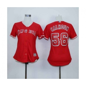 women mlb jerseys los angeles angels #56 calhoun red
