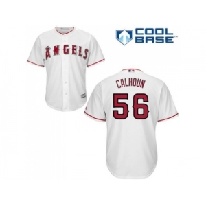 Youth Los Angeles Angels Of Anaheim #56 Kole Calhoun White Cool Base Stitched MLB Jersey