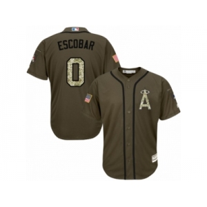 Youth Majestic Los Angeles Angels of Anaheim #0 Yunel Escobar Authentic Green Salute to Service MLB Jersey