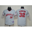 Youth mlb jerseys los angeles angels #32 hamilton grey[cool base]