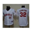 youth mlb jerseys los angeles angels #32 hamilton white