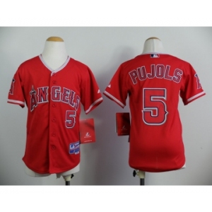 youth mlb jerseys los angeles angels #5 pujols red