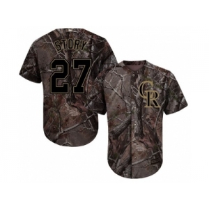 Youth Colorado Rockies #27 Trevor Story Camo Realtree Collection Cool Base Stitched MLB Jersey