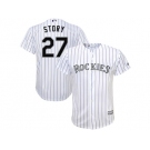 Youth Colorado Rockies #27 Trevor Story Majestic White Home Cool Base Player Jersey