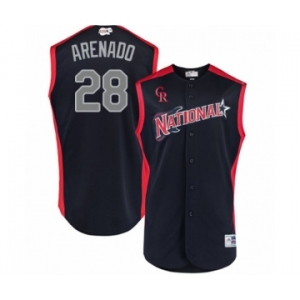 Youth Colorado Rockies #28 Nolan Arenado Authentic Navy Blue National League 2019 Baseball All-Star Jersey