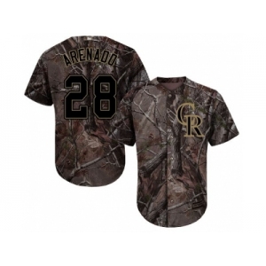 Youth Colorado Rockies #28 Nolan Arenado Camo Realtree Collection Cool Base Stitched MLB Jersey