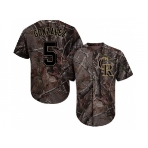 Youth Colorado Rockies #5 Carlos Gonzalez Camo Realtree Collection Cool Base Stitched MLB Jersey