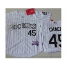 youth mlb colorado rockies #45 chacin white[blue stripe]