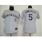 MLB Women Jerseys Colorado Rockies #5 Gonzalez Grey