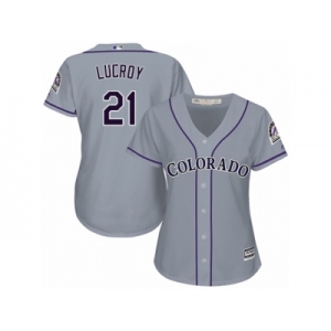 Women Majestic Colorado Rockies #21 Jonathan Lucroy Replica Grey Road Cool Base MLB Jersey