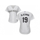 Women's Colorado Rockies #19 Charlie Blackmon White Strip Home Stitched MLB Jersey