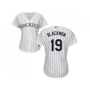 Women's Colorado Rockies #19 Charlie Blackmon White Strip Home Stitched MLB Jersey