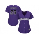 Women's Colorado Rockies #28 Nolan Arenado Majestic Purple Alternate Cool Base Jersey