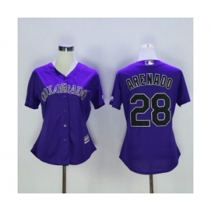 Women's Colorado Rockies #28 Nolan Arenado Majestic Purple Cool Base Player Jersey