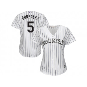 Women's Colorado Rockies #5 Carlos Gonzalez Majestic White Home Cool Base Jersey
