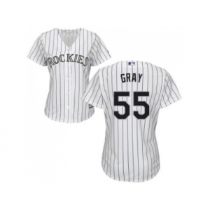 Women's Colorado Rockies #55 Jon Gray White Strip Home Stitched MLB Jersey
