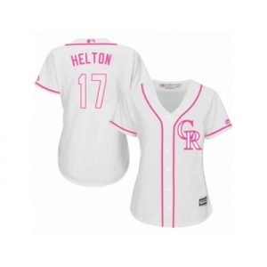 Women's Majestic Colorado Rockies #17 Todd Helton Authentic White Fashion Cool Base MLB Jersey
