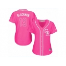 Women's Majestic Colorado Rockies #19 Charlie Blackmon Replica Pink Fashion Cool Base MLB Jersey