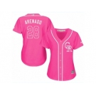 Women's Majestic Colorado Rockies #28 Nolan Arenado Replica Pink Fashion Cool Base MLB Jersey