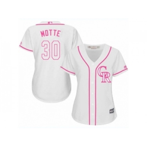 Women's Majestic Colorado Rockies #30 Jason Motte Authentic White Fashion Cool Base MLB Jersey