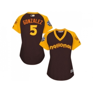 Women's Majestic Colorado Rockies #5 Carlos Gonzalez Authentic Brown 2016 All-Star National League BP Cool Base MLB Jersey