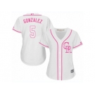 Women's Majestic Colorado Rockies #5 Carlos Gonzalez Authentic White Fashion Cool Base MLB Jersey