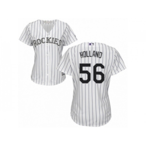 Women's Majestic Colorado Rockies #56 Greg Holland Replica White Home Cool Base MLB Jersey