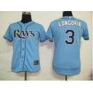 MLB Women Jerseys Tampa Bay Rays #3 Longoria Baby blue