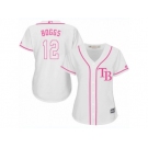 Women's Majestic Tampa Bay Rays #12 Wade Boggs Authentic White Fashion Cool Base MLB Jersey