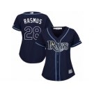 Women's Majestic Tampa Bay Rays #28 Colby Rasmus Authentic Navy Blue Alternate Cool Base MLB Jersey