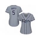 Women's Majestic Tampa Bay Rays #5 Matt Duffy Authentic Grey Road Cool Base MLB Jersey