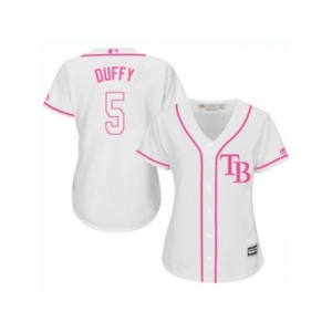 Women's Majestic Tampa Bay Rays #5 Matt Duffy Replica White Fashion Cool Base MLB Jersey