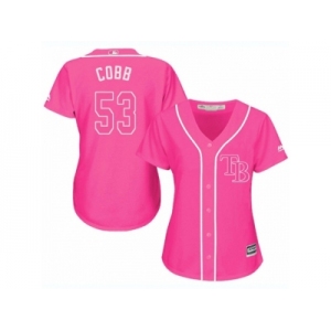 Women's Majestic Tampa Bay Rays #53 Alex Cobb Replica Pink Fashion Cool Base MLB Jersey
