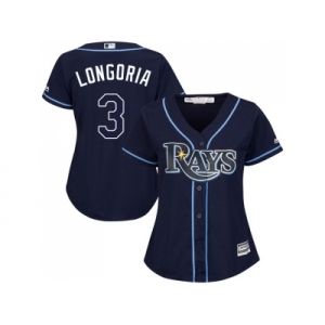 Women's Tampa Bay Rays #3 Evan Longoria Dark Blue Alternate Stitched MLB Jersey