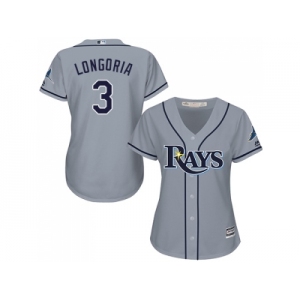 Women's Tampa Bay Rays #3 Evan Longoria Grey Road Stitched MLB Jersey