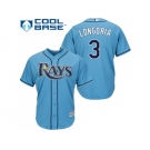 Women's Tampa Bay Rays #3 Evan Longoria Light Blue Alternate Stitched MLB Jersey