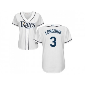 Women's Tampa Bay Rays #3 Evan Longoria White Fashion Stitched MLB Jersey