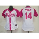 women mlb tampa bay rays #14 price white pink[2012]