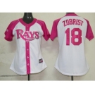 women mlb tampa bay rays #18 zobrist white pink[2012]