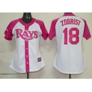 women mlb tampa bay rays #18 zobrist white pink[2012]