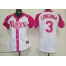 women mlb tampa bay rays #3 longoria white pink[2012]